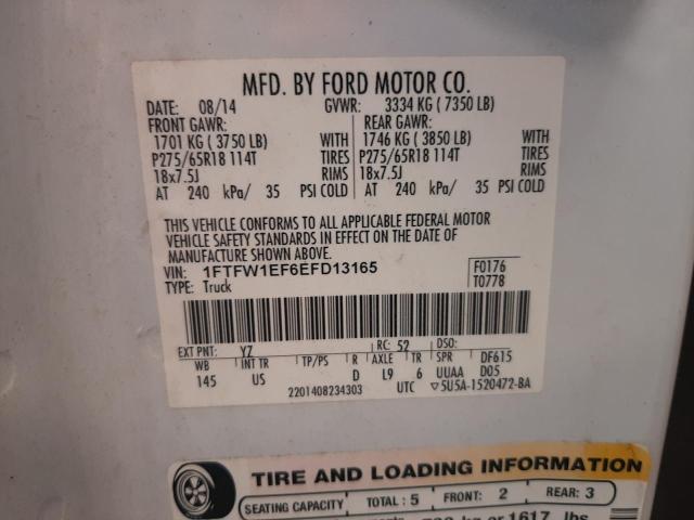 Photo 10 from auction – 2014 FORD F150 SUPER with VIN 1FTFW1EF6EFD13165