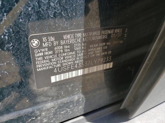 Photo 10 from auction – 2007 BMW X5 3.0I with VIN 4USFE43537LY79233