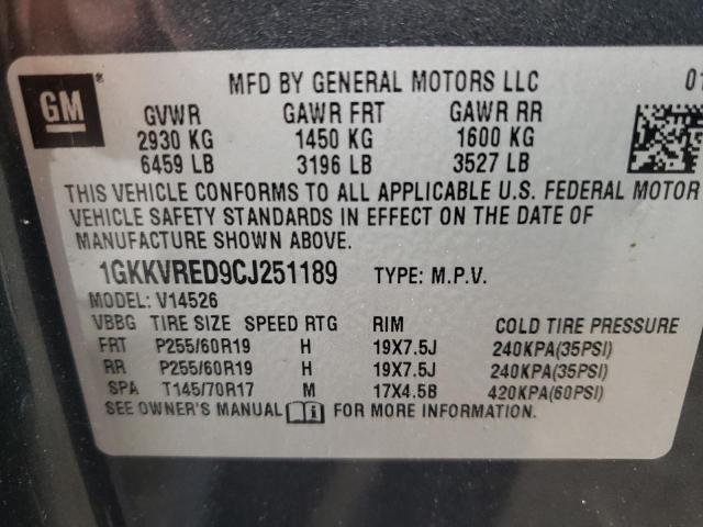 Photo 10 from auction – 2012 GMC ACADIA SLT with VIN 1GKKVRED9CJ251189