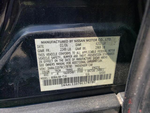 Photo 10 from auction – 2006 NISSAN ALTIMA S with VIN 1N4AL11D76C178780