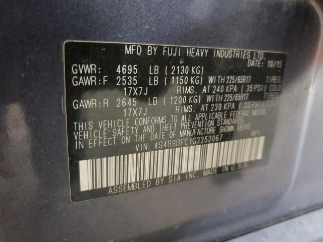 Photo 10 from auction – 2016 SUBARU OUTBACK 2. with VIN 4S4BSBFC1G3252067
