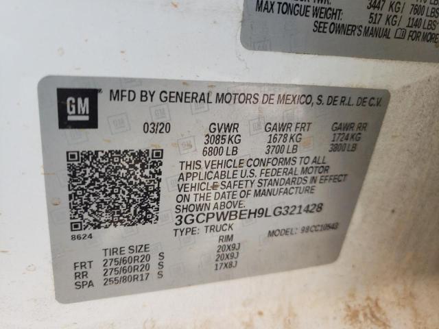 Photo 10 from auction – 2020 CHEVROLET SILVERADO with VIN 3GCPWBEH9LG321428