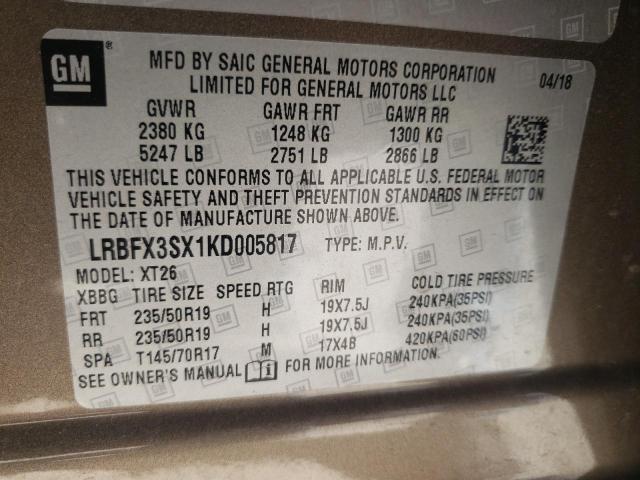 Photo 10 from auction – 2019 BUICK ENVISION P with VIN LRBFX3SX1KD005817