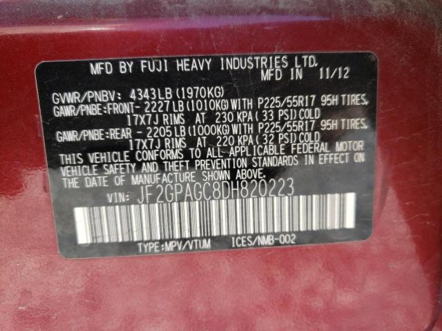 Photo 10 from auction – 2013 SUBARU XV CROSSTR with VIN JF2GPAGC8DH820223