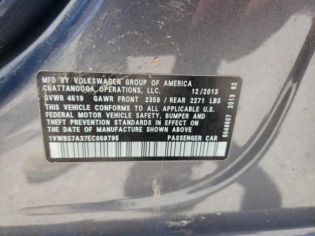 Photo 10 from auction – 2014 VOLKSWAGEN PASSAT SE with VIN 1VWBS7A37EC059795