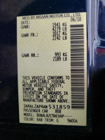 Photo 10 from auction – 2010 NISSAN ALTIMA with VIN 1N4AL2AP4AN531859