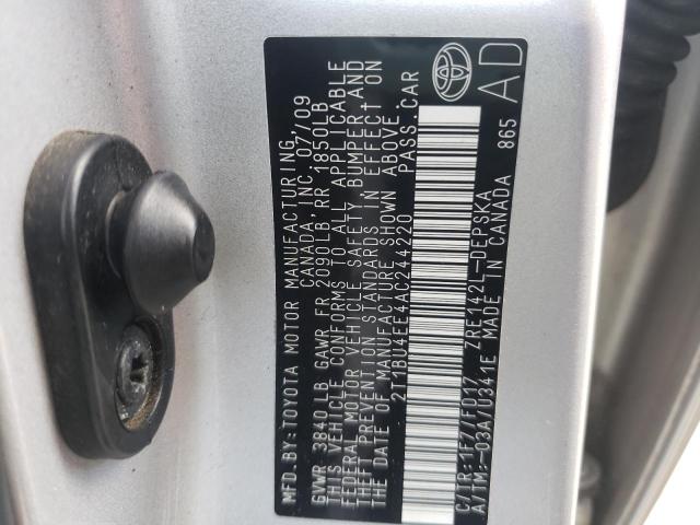 Photo 10 from auction – 2010 TOYOTA COROLLA BA with VIN 2T1BU4EE4AC244220