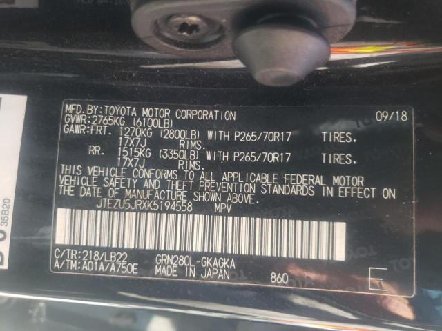 Photo 10 from auction – 2019 TOYOTA 4RUNNER SR with VIN JTEZU5JRXK5194558