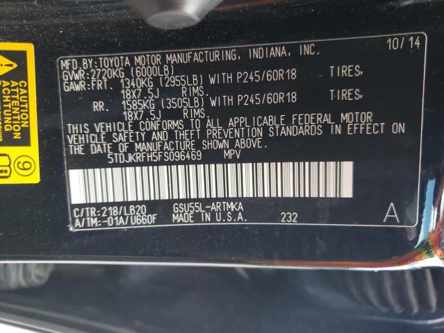 Photo 10 from auction – 2015 TOYOTA HIGHLANDER with VIN 5TDJKRFH5FS096469