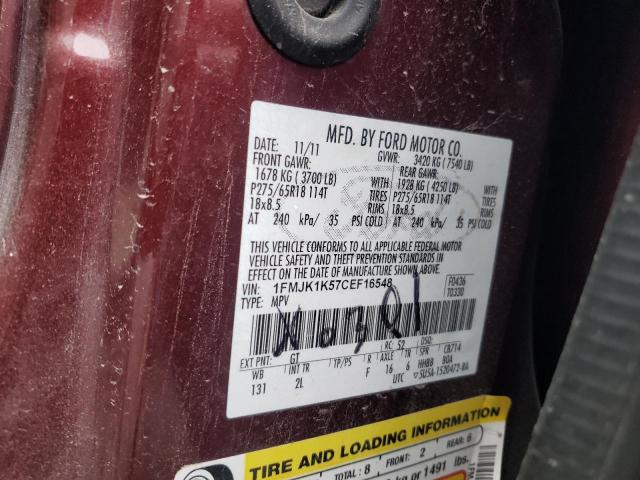 Photo 10 from auction – 2012 FORD EXPEDITION with VIN 1FMJK1K57CEF16548