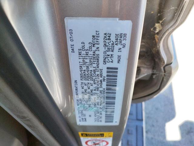 Photo 10 from auction – 2003 TOYOTA 4RUNNER LI with VIN JTEZU17RX30015904
