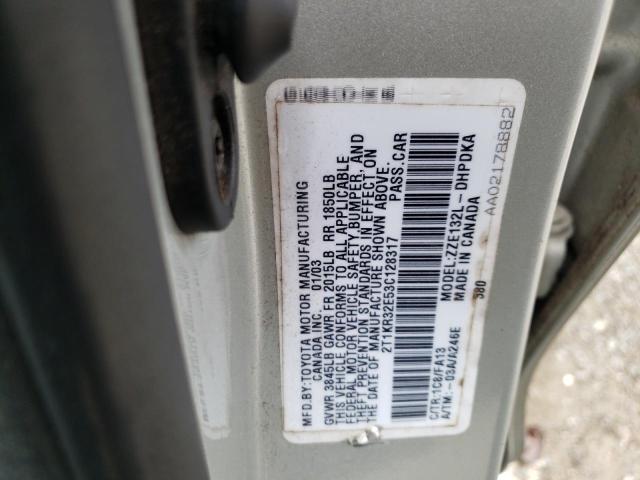 Photo 10 from auction – 2003 TOYOTA COROLLA MA with VIN 2T1KR32E53C128317