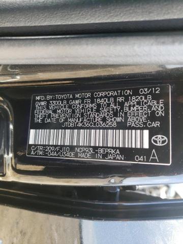 Photo 10 from auction – 2012 TOYOTA YARIS with VIN JTDBT4K36CL036258