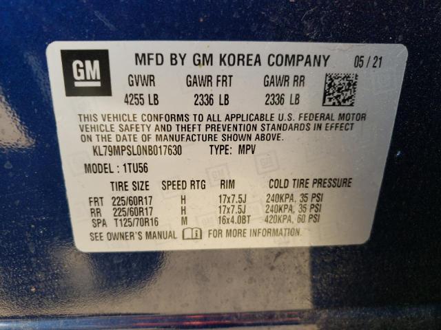 Photo 10 from auction – 2022 CHEVROLET TRAILBLAZE with VIN KL79MPSL0NB017630