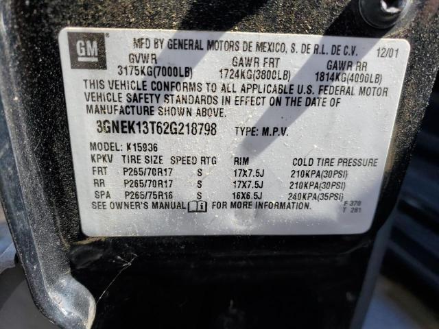 Photo 10 from auction – 2002 CHEVROLET AVALANCHE with VIN 3GNEK13T62G218798