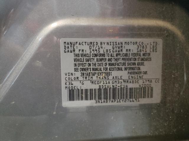 Photo 10 from auction – 2014 NISSAN SENTRA S with VIN 3N1AB7AP1EY276691