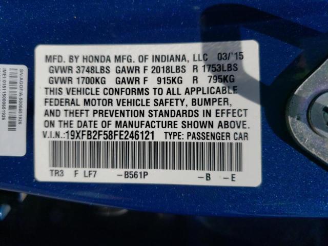 Photo 10 from auction – 2015 HONDA CIVIC LX with VIN 19XFB2F58FE246121