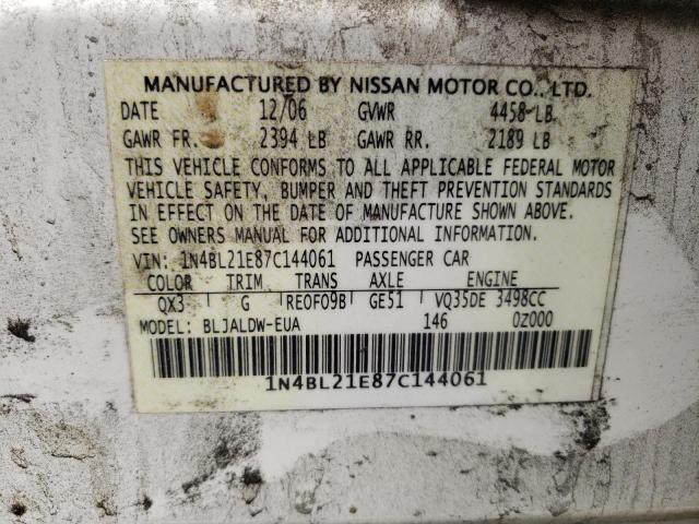 Photo 10 from auction – 2007 NISSAN ALTIMA 3.5 with VIN 1N4BL21E87C144061