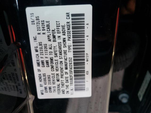 Photo 10 from auction – 2015 ACURA TLX with VIN 19UUB2F35FA026252