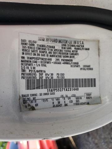 Photo 10 from auction – 2000 FORD TAURUS SES with VIN 1FAFP5527YA231440