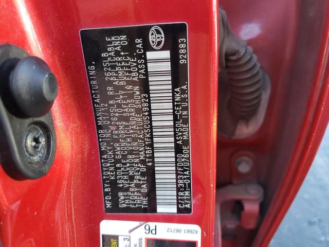 Photo 10 from auction – 2012 TOYOTA CAMRY BASE with VIN 4T1BF1FK5CU549823