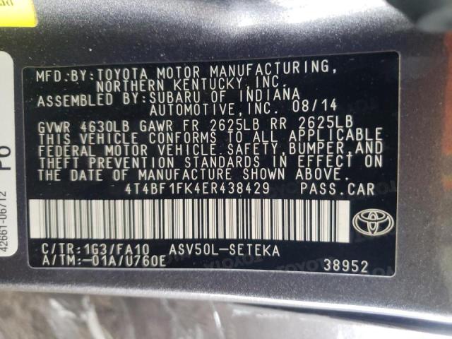 Photo 10 from auction – 2014 TOYOTA CAMRY L with VIN 4T4BF1FK4ER438429