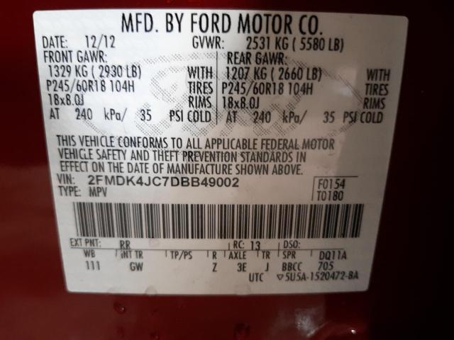 Photo 10 from auction – 2013 FORD EDGE SEL with VIN 2FMDK4JC7DBB49002