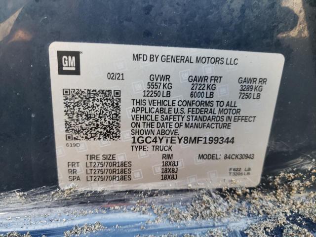Photo 10 from auction – 2021 CHEVROLET SILVERADO with VIN 1GC4YTEY8MF199344