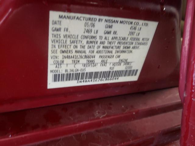 Photo 10 from auction – 2006 NISSAN MAXIMA SE with VIN 1N4BA41E26C866044