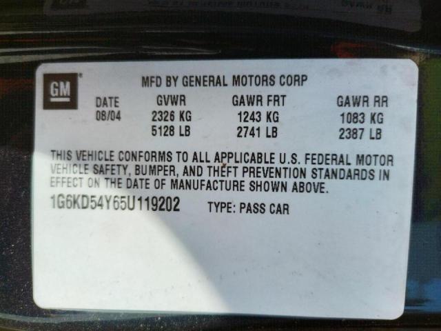 Photo 10 from auction – 2005 CADILLAC DEVILLE with VIN 1G6KD54Y65U119202