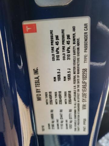Photo 10 from auction – 2018 TESLA MODEL 3 with VIN 5YJ3E1EA9JF102258
