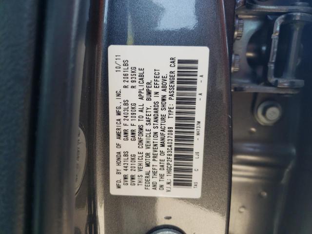 Photo 10 from auction – 2012 HONDA ACCORD EXL with VIN 1HGCP2F83CA037089