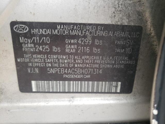 Photo 10 from auction – 2011 HYUNDAI SONATA GLS with VIN 5NPEB4AC5BH071314