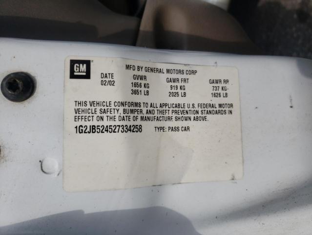 Photo 10 from auction – 2002 PONTIAC SUNFIRE SE with VIN 1G2JB524527334258
