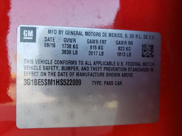 Photo 10 from auction – 2017 CHEVROLET CRUZE LT with VIN 3G1BE5SM1HS522009