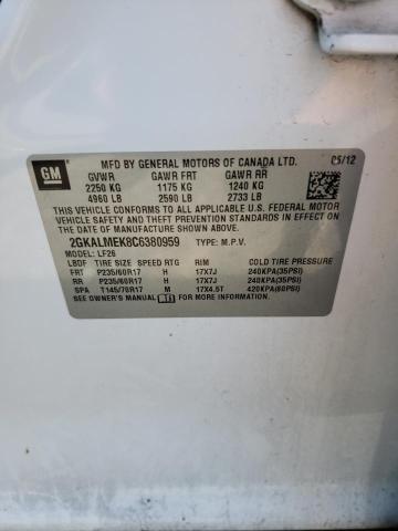 Photo 10 from auction – 2012 GMC TERRAIN SL with VIN 2GKALMEK8C6380959