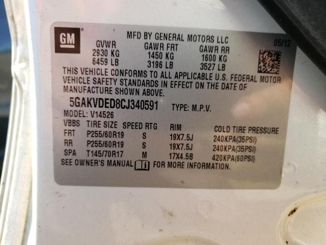 Photo 10 from auction – 2012 BUICK ENCLAVE with VIN 5GAKVDED8CJ340591