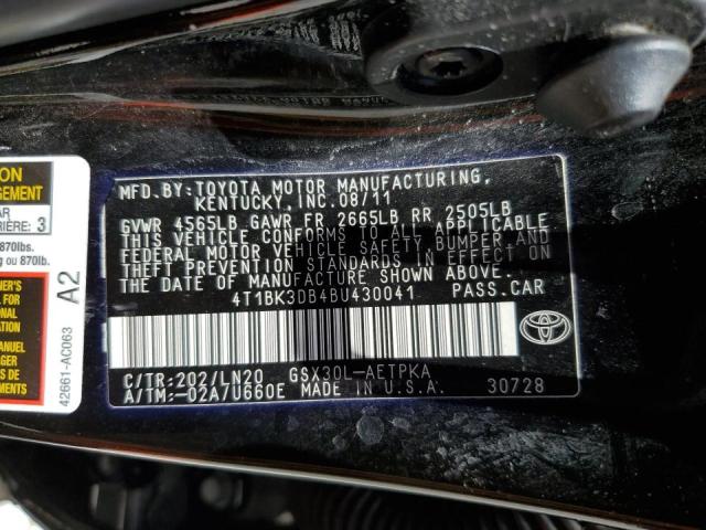 Photo 10 from auction – 2011 TOYOTA AVALON BAS with VIN 4T1BK3DB4BU430041