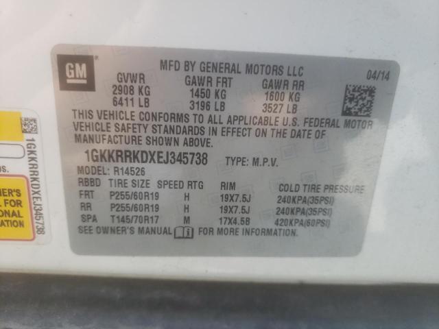 Photo 10 from auction – 2014 GMC ACADIA SLT with VIN 1GKKRRKDXEJ345738