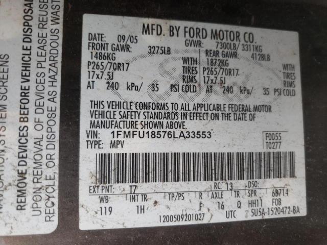 Photo 10 from auction – 2006 FORD EXPEDITION with VIN 1FMFU18576LA33553