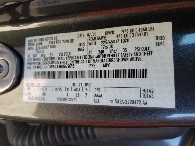 Photo 10 from auction – 2020 FORD ESCAPE SE with VIN 1FMCU0G65LUB56975
