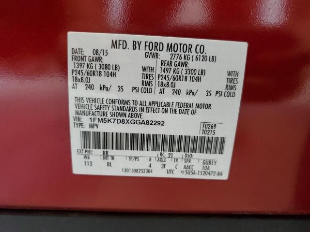 Photo 10 from auction – 2016 FORD EXPLORER X with VIN 1FM5K7D8XGGA82292