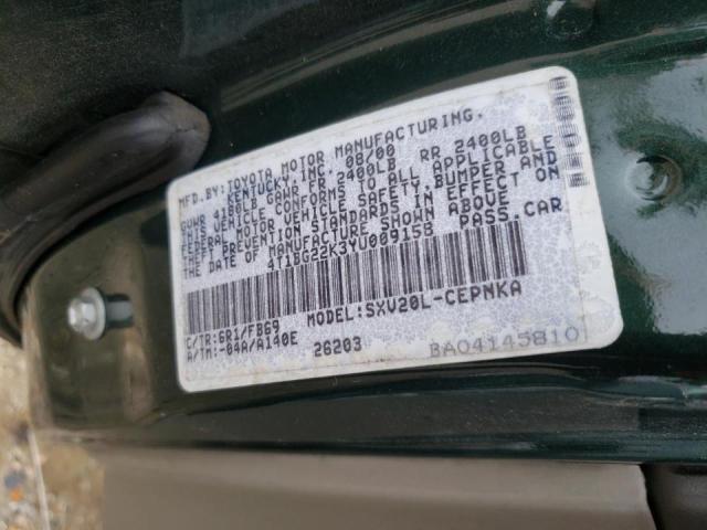 Photo 10 from auction – 2000 TOYOTA CAMRY CE with VIN 4T1BG22K3YU009158