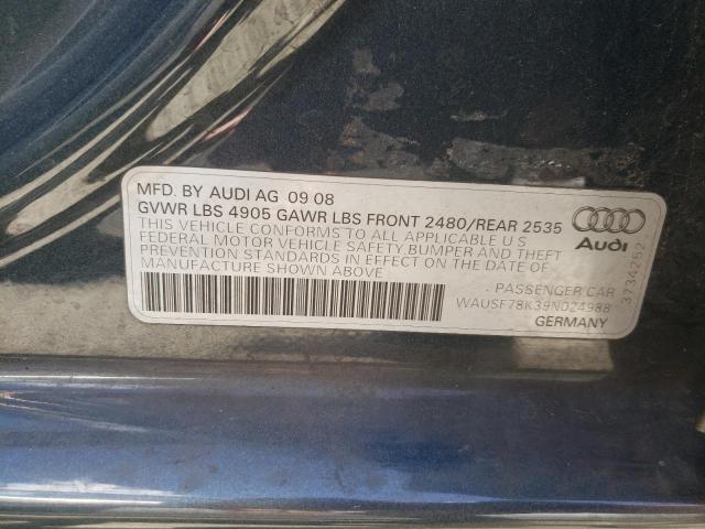 Photo 10 from auction – 2009 AUDI A4 PREMIUM with VIN WAUSF78K39N024988