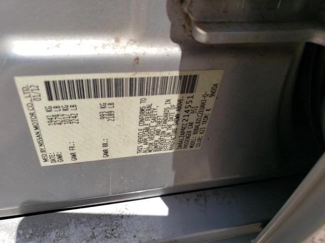 Photo 10 from auction – 2012 NISSAN ALTIMA BAS with VIN 1N4AL2AP4CC214551