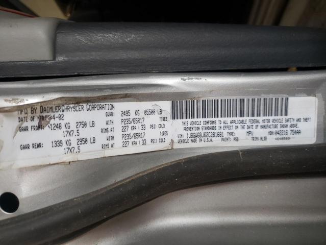 Photo 10 from auction – 2002 JEEP GRAND CHER with VIN 1J8GW68J62C281681