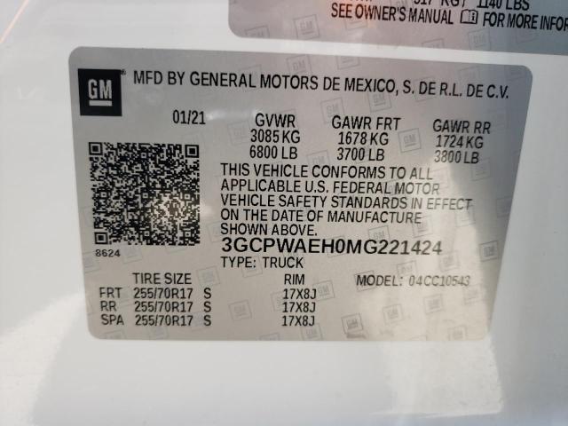 Photo 10 from auction – 2021 CHEVROLET SILVERADO with VIN 3GCPWAEH0MG221424