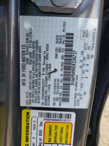 Photo 10 from auction – 2014 FORD FUSION SE with VIN 3FA6P0H90ER330727