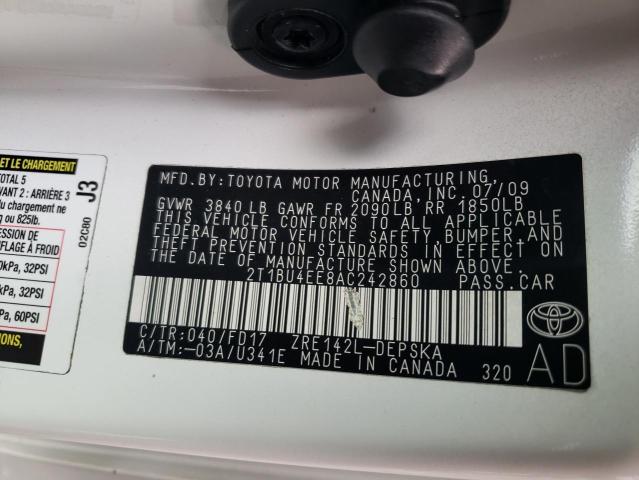 Photo 10 from auction – 2010 TOYOTA COROLLA with VIN 2T1BU4EE8AC242860