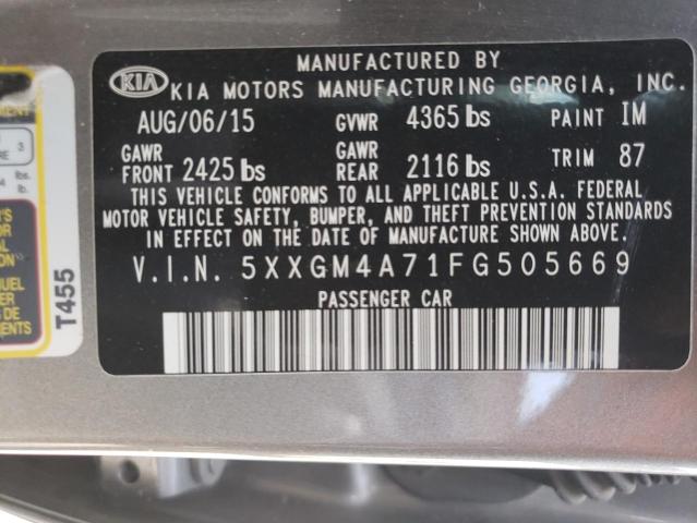 Photo 10 from auction – 2015 KIA OPTIMA LX with VIN 5XXGM4A71FG505669